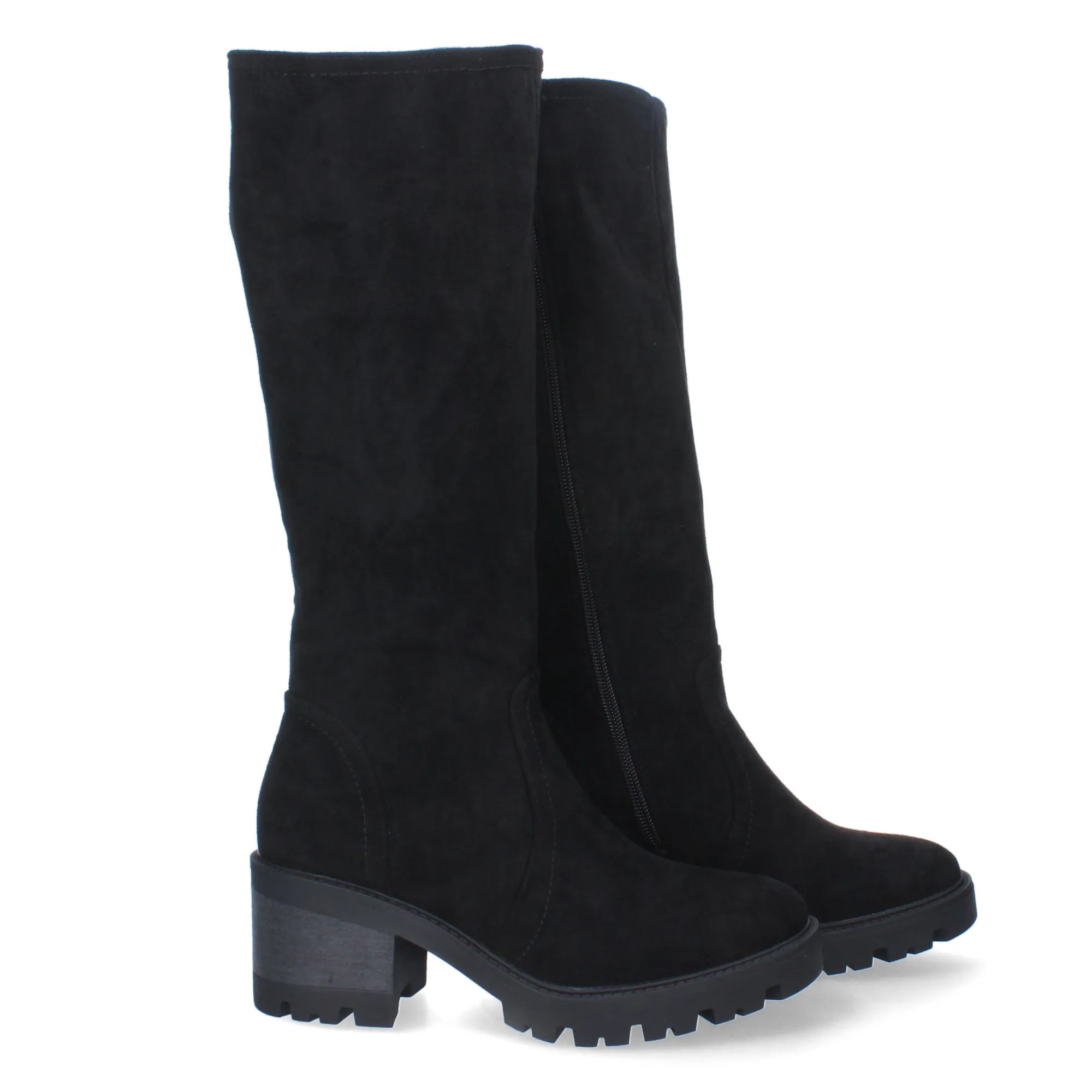BOTAS ALTAS NEGRAS TACóN MEDIO PARA MUJER HJ02