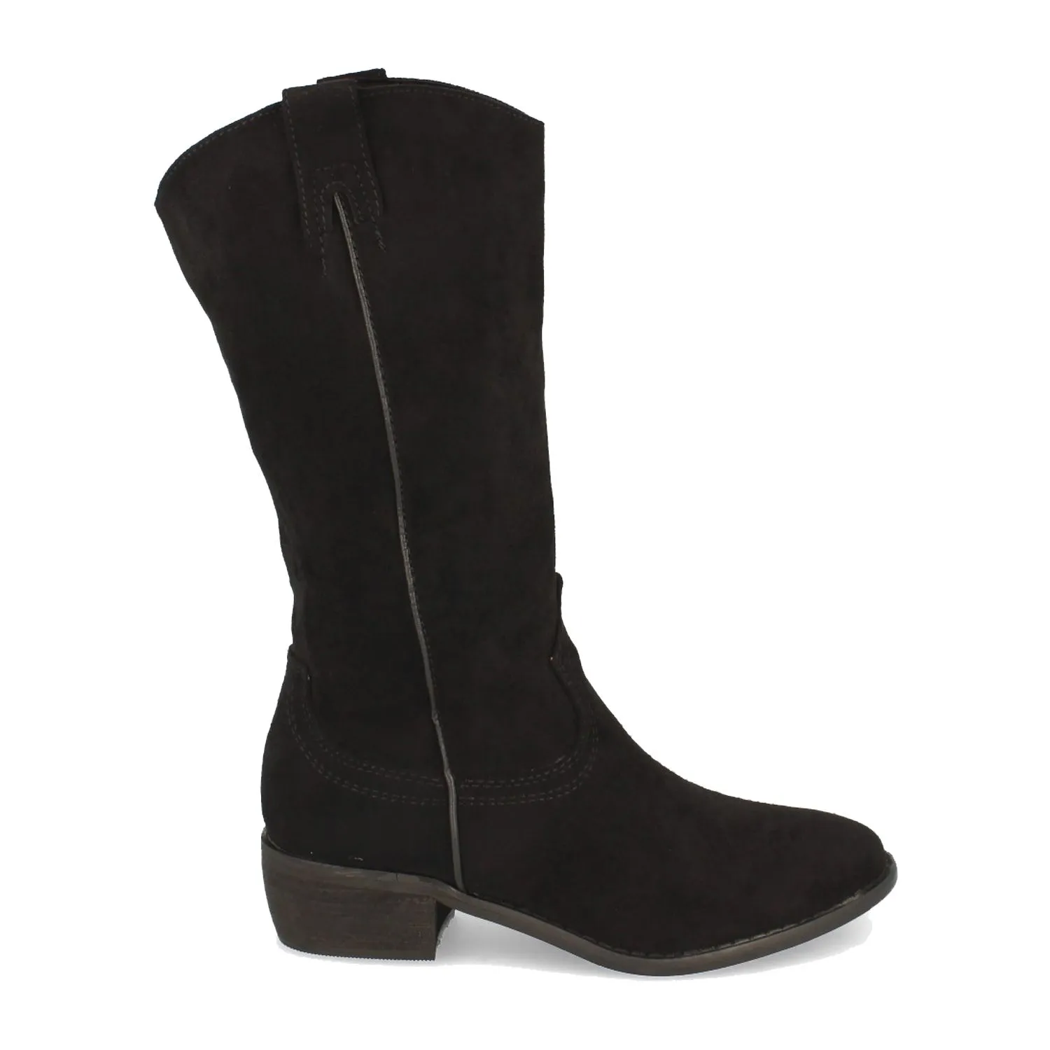 Botas altas planas camperas mujer con punta redonda color negro