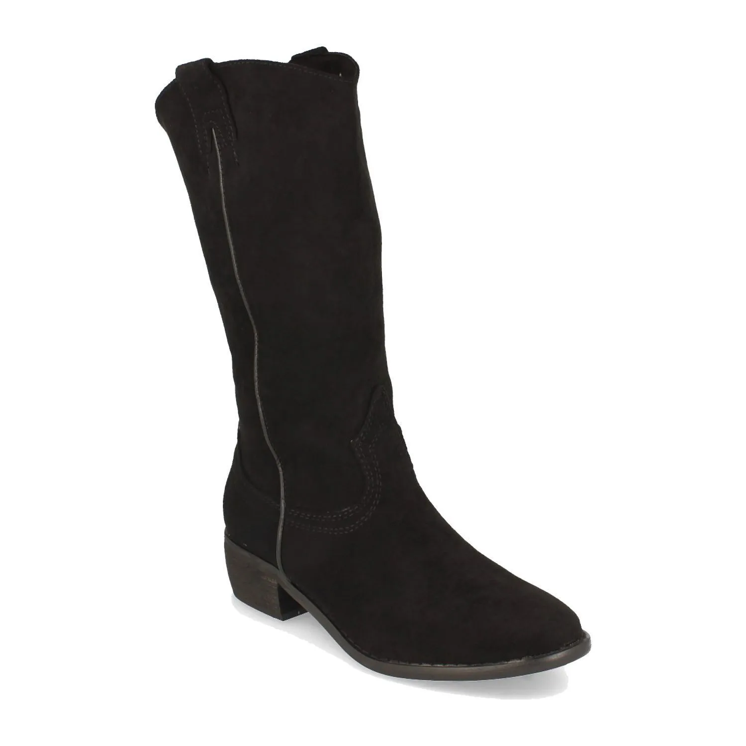 Botas altas planas camperas mujer con punta redonda color negro