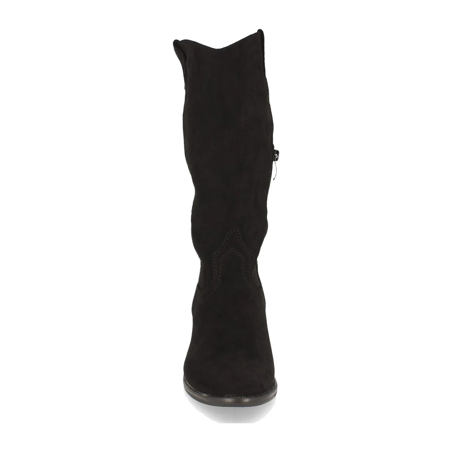 Botas altas planas camperas mujer con punta redonda color negro