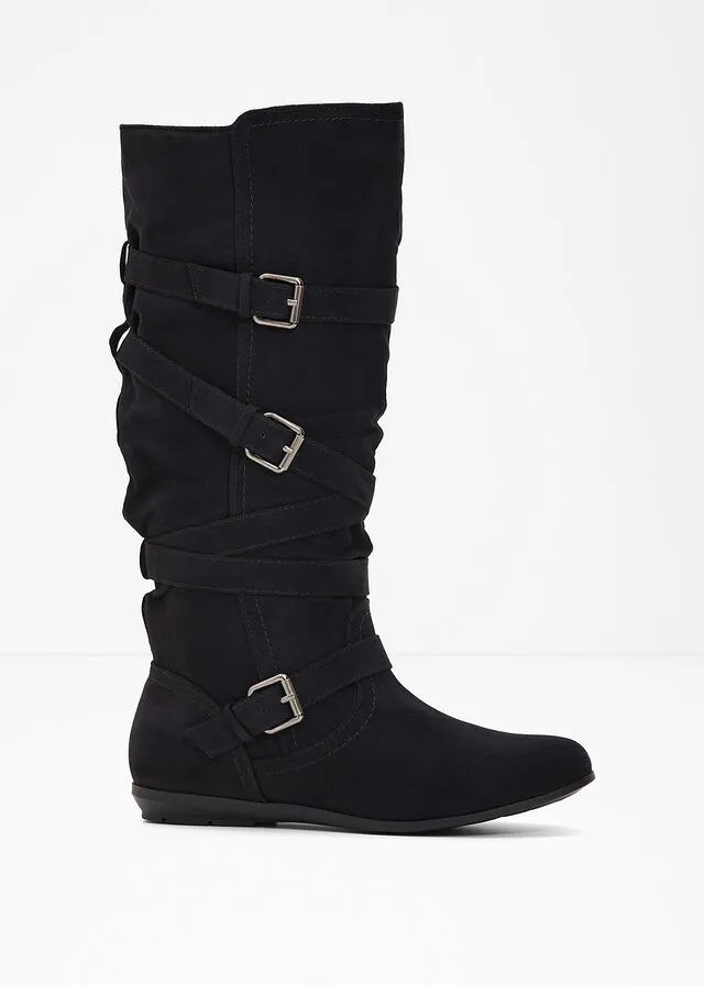 Botas con tiras y hebillas Negro