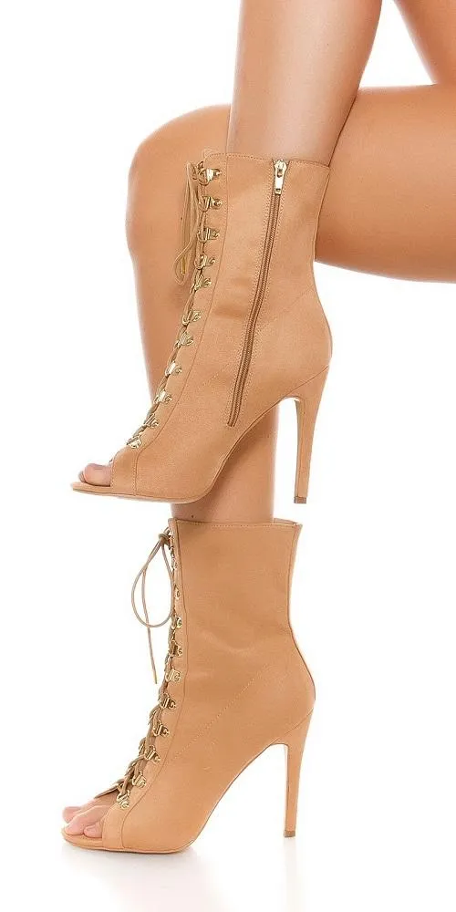 Botas de tacón alto cremallera caramelo