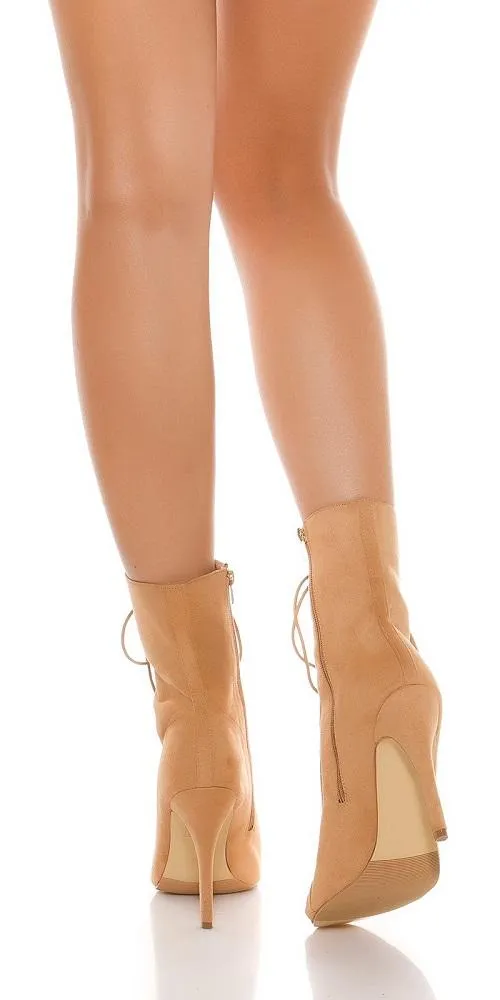 Botas de tacón alto cremallera caramelo