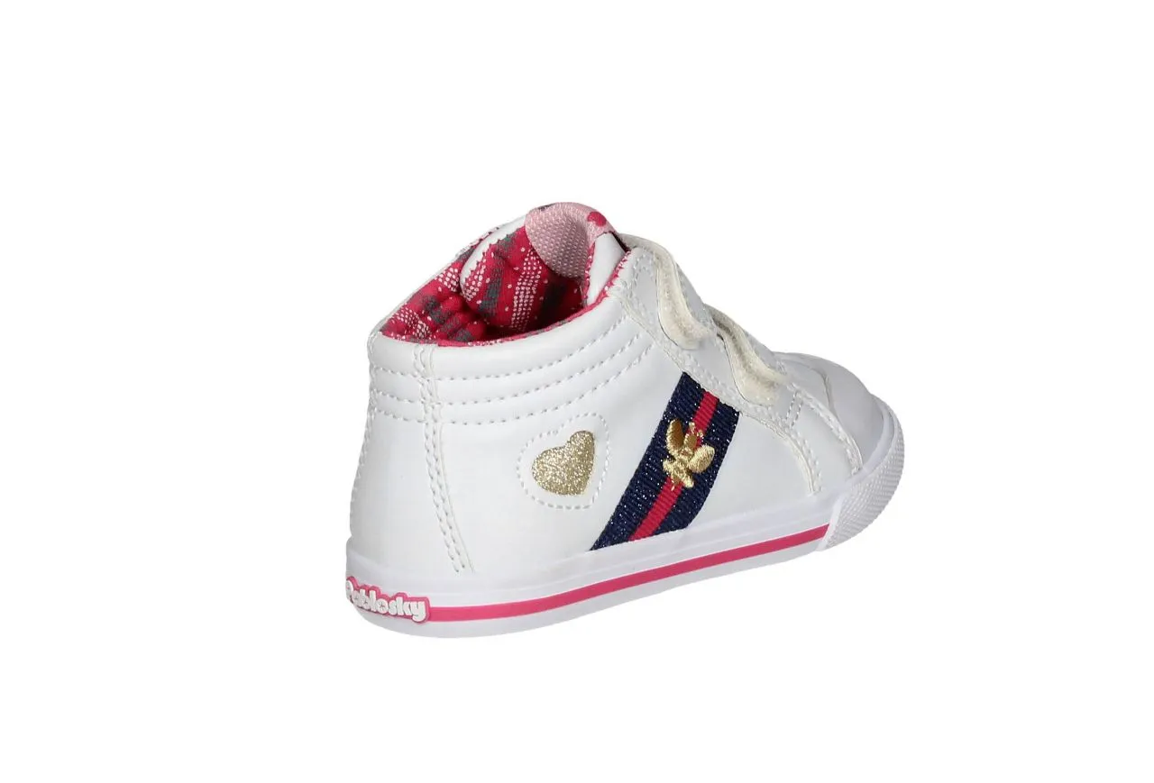 Botavelcro Blanca Banda Con Mosca Bordado Oro