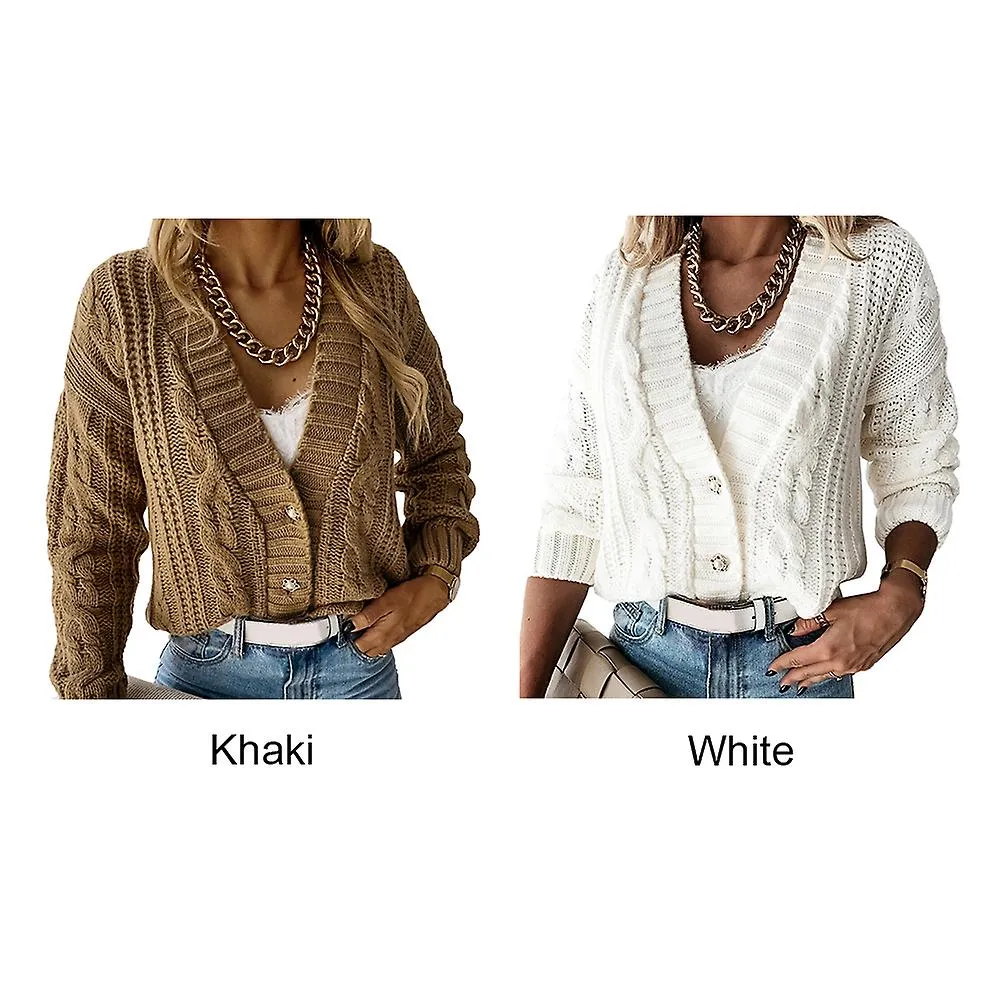 Button Down Open Front Comfortable Office Soft V Neck Lightweight Women Cardigan
