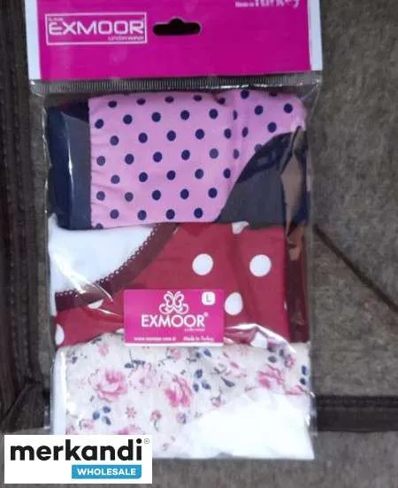 Calzoncillos de mujer disponibles en un paquete de 3 con mezcla de colores para venta al por mayor desde Turquía.