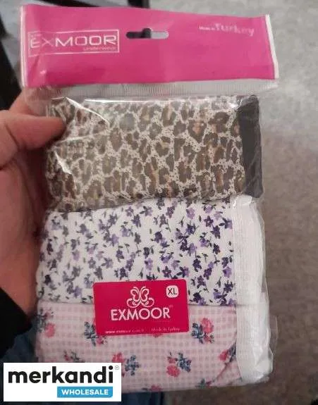 Calzoncillos de mujer disponibles en un paquete de 3 con mezcla de colores para venta al por mayor desde Turquía.