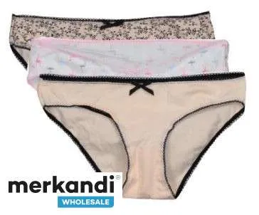 Calzoncillos de mujer disponibles en un paquete de 3 con mezcla de colores para venta al por mayor desde Turquía.