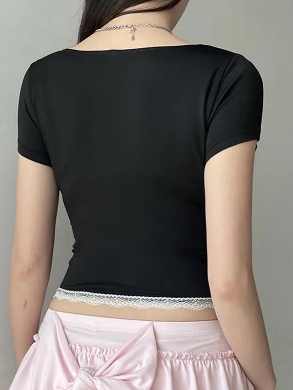 Camiseta casual de manga corta con estampado de telaraña