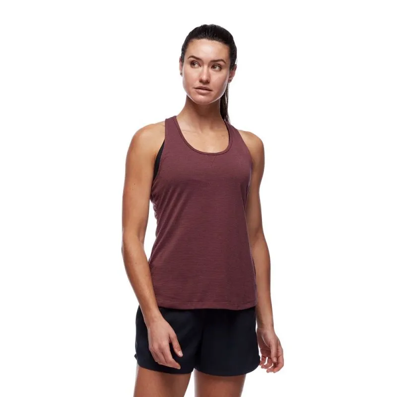 Camiseta de escalada Black Diamond Splitter para mujer (Cherrywood Stripe)