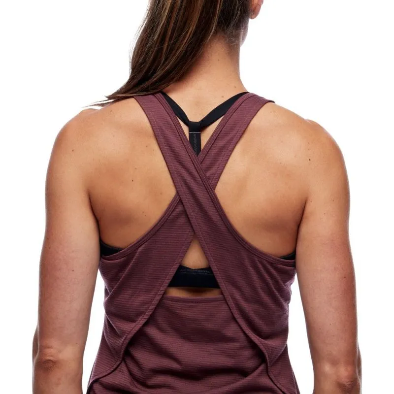 Camiseta de escalada Black Diamond Splitter para mujer (Cherrywood Stripe)