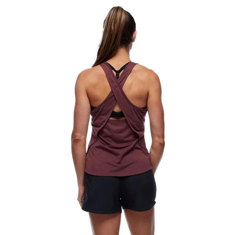 Camiseta de escalada Black Diamond Splitter para mujer (Cherrywood Stripe)