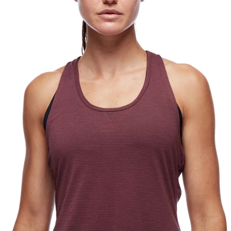 Camiseta de escalada Black Diamond Splitter para mujer (Cherrywood Stripe)