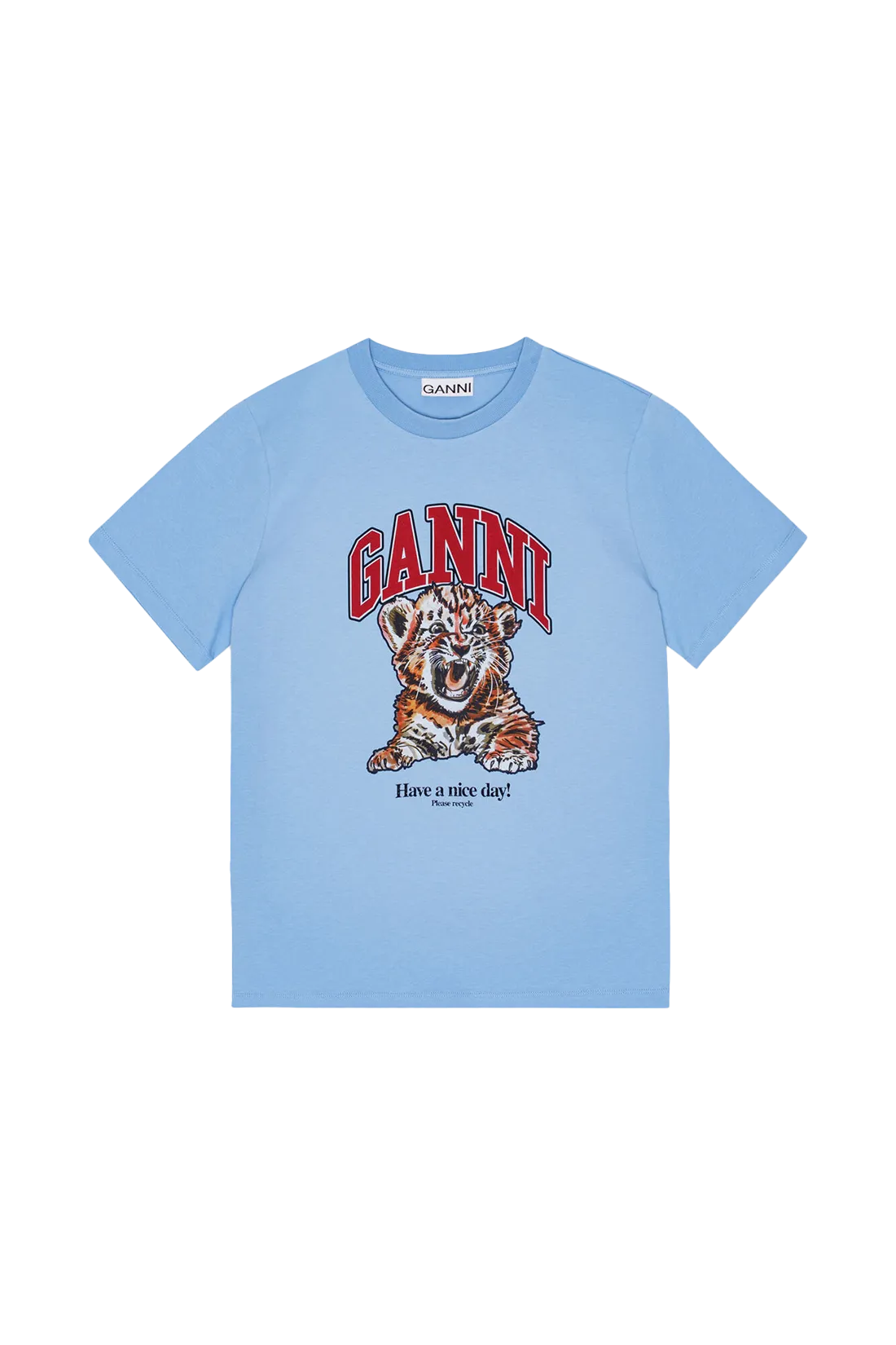 Camiseta manga corta azul Basic Jersey Tiger Relaxed Ganni