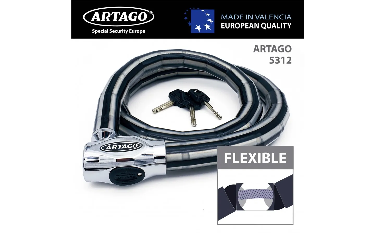 Candado Moto Articulado Artago 53 120 Cm |5312|