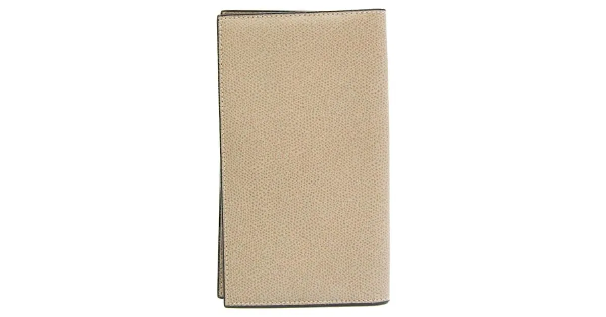 Cartera larga de cuero Valextra V8L70 Beige 
