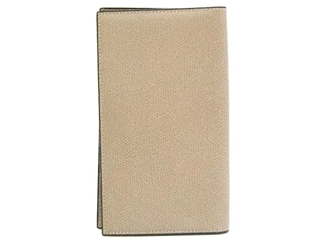 Cartera larga de cuero Valextra V8L70 Beige 