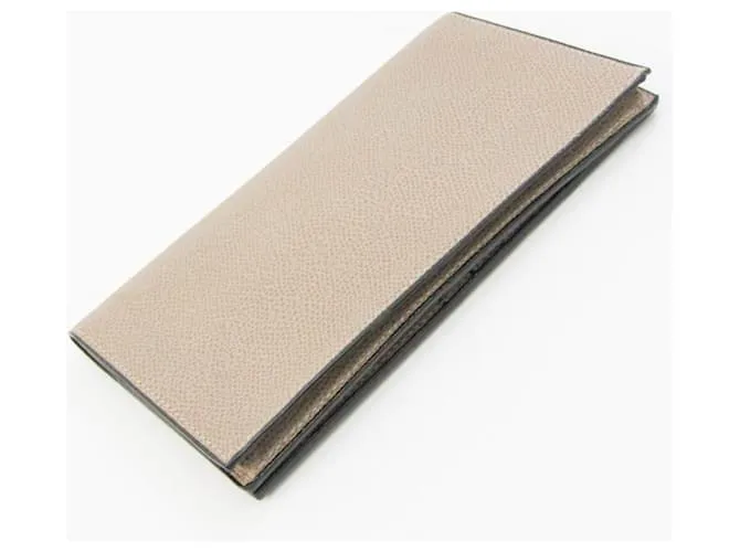 Cartera larga de cuero Valextra V8L70 Beige 