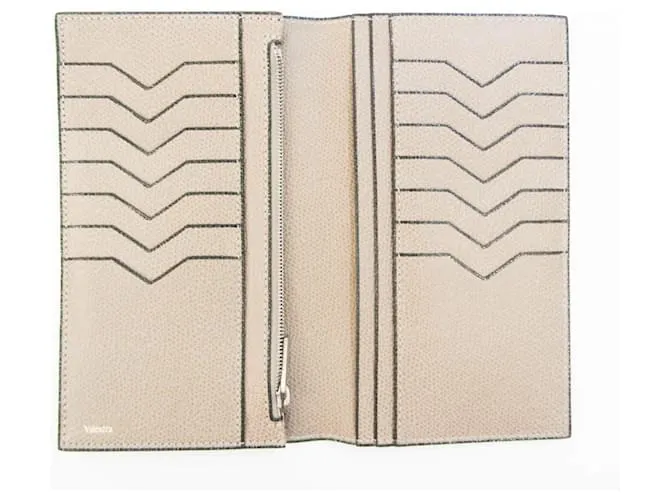 Cartera larga de cuero Valextra V8L70 Beige 
