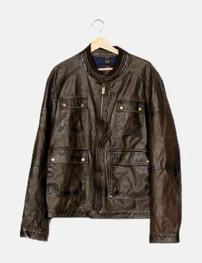 Celop Chaqueta marrón detalle bolsillo