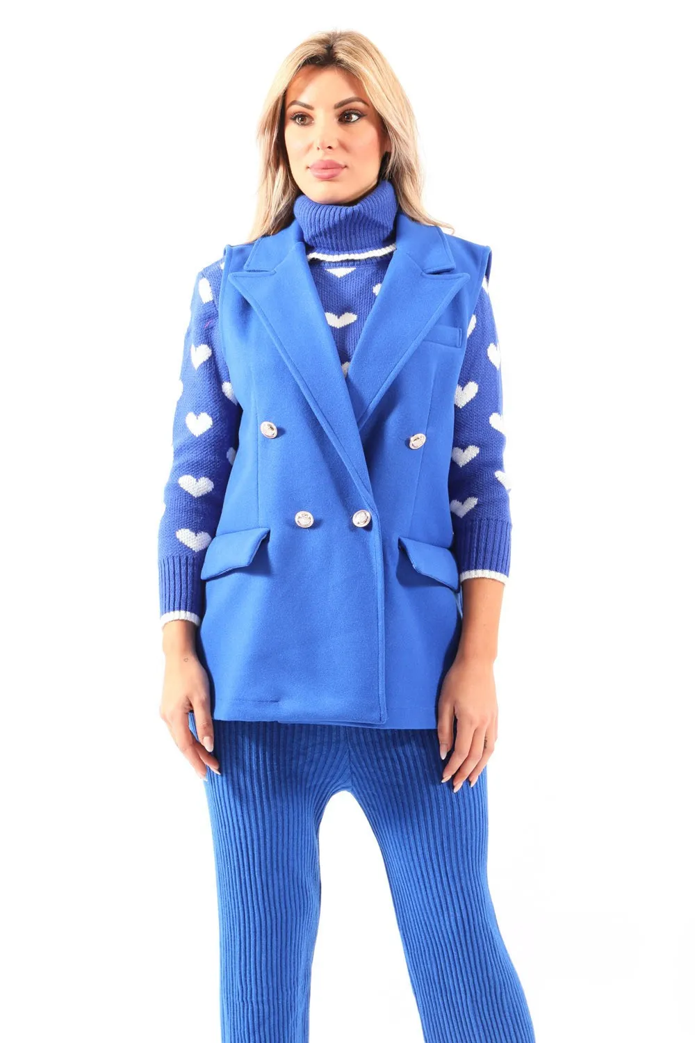 Chaqueta azul sin mangas