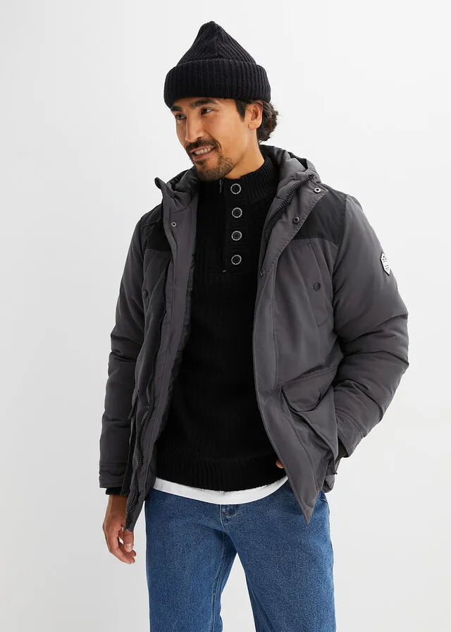 Chaqueta de invierno con poliéster reciclado Pizarra + negro