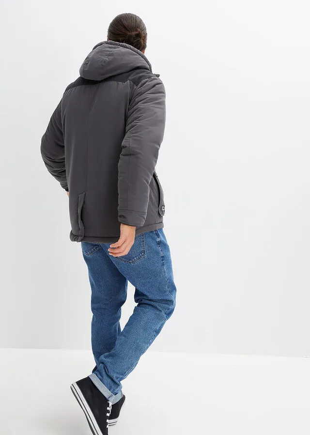 Chaqueta de invierno con poliéster reciclado Pizarra + negro