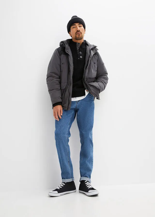 Chaqueta de invierno con poliéster reciclado Pizarra + negro