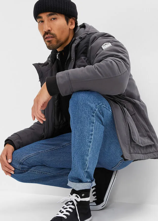 Chaqueta de invierno con poliéster reciclado Pizarra + negro