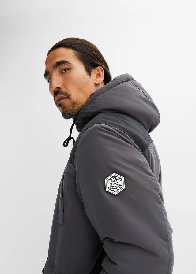Chaqueta de invierno con poliéster reciclado Pizarra + negro