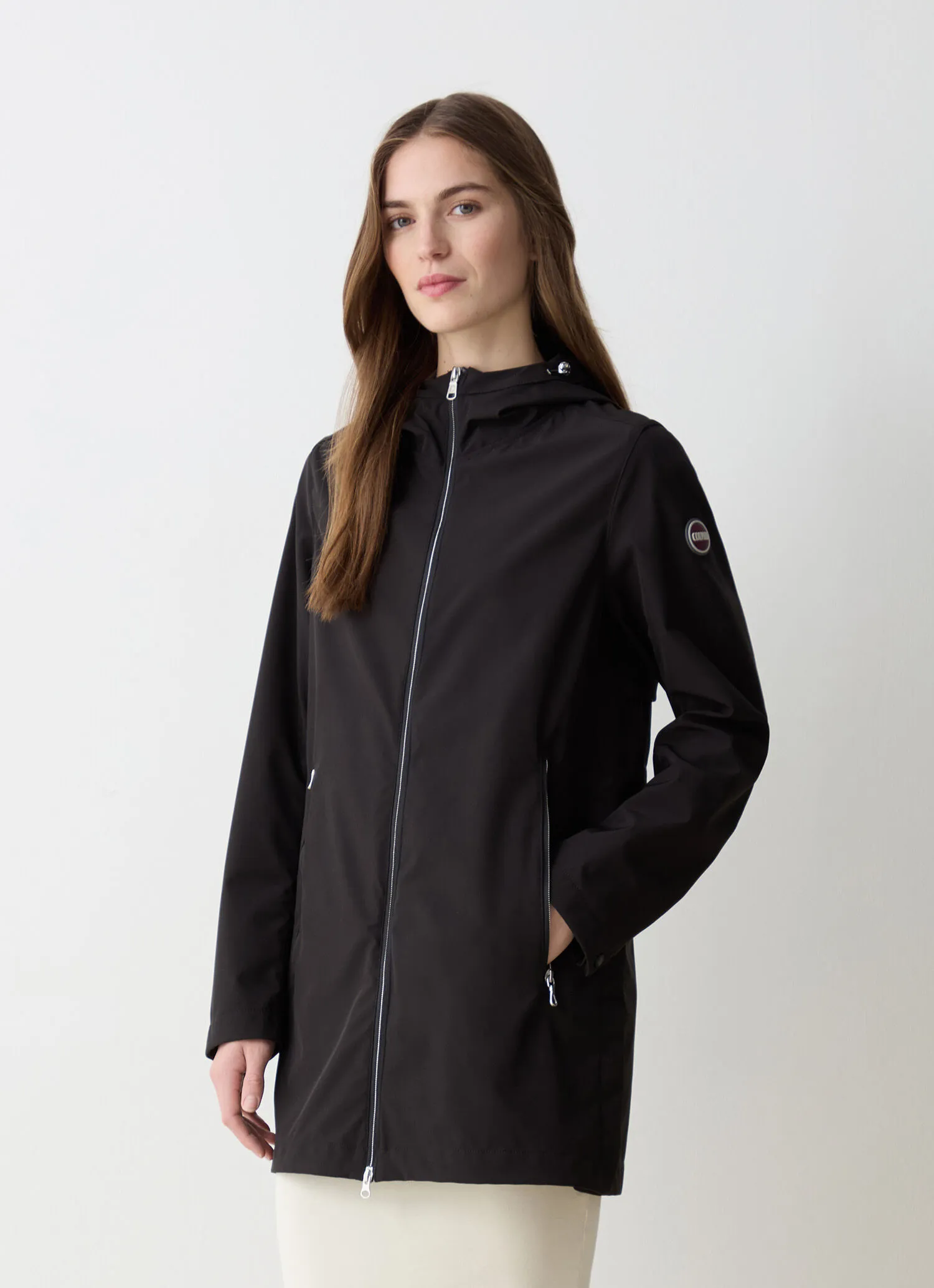 Chaqueta larga en softshell elástico