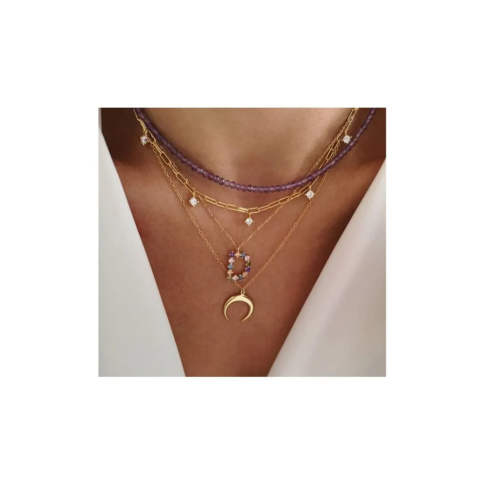 Collar Stones Letter Oro