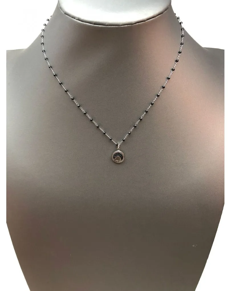 COLLARES DE MODA ROSARIO DE ACERO CON LUNA, BISUTERIA FINA ONLINE Y MADRID