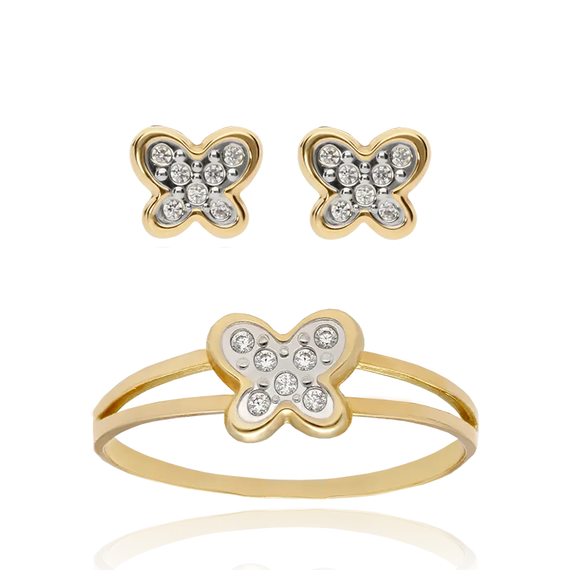 CONJUNTO "MARIPOSAS" ORO 18K