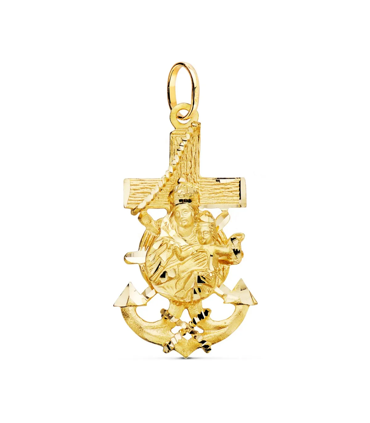 Cruz Marinera Virgen del Carmen Oro 18K 40mm