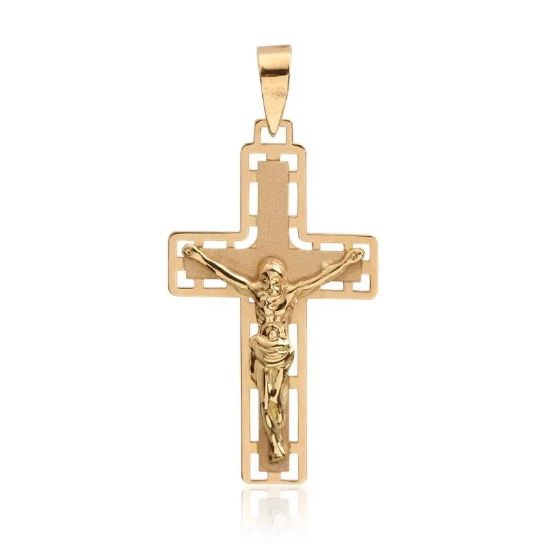 Cruz Oro 18k cuadrada con Cristo grande