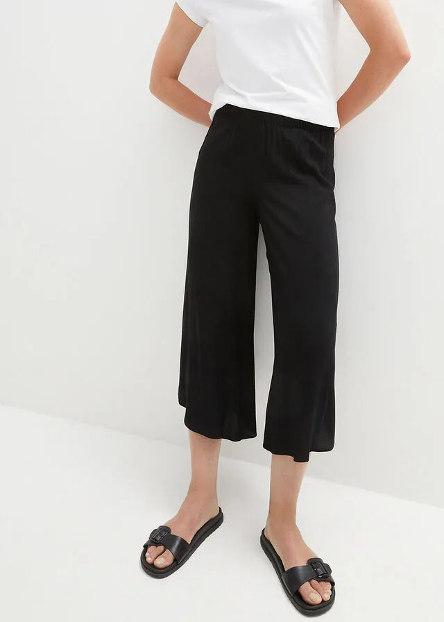 Culotte hasta la pantorrilla con cinturilla cómoda Negro
