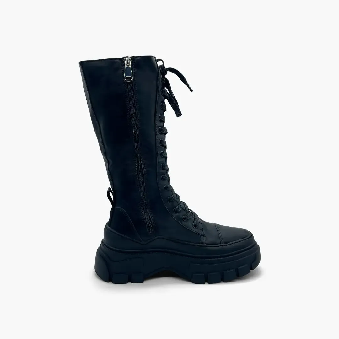 DALIA  BOTAS ALTAS CON CORDONES Y PLATAFORMA