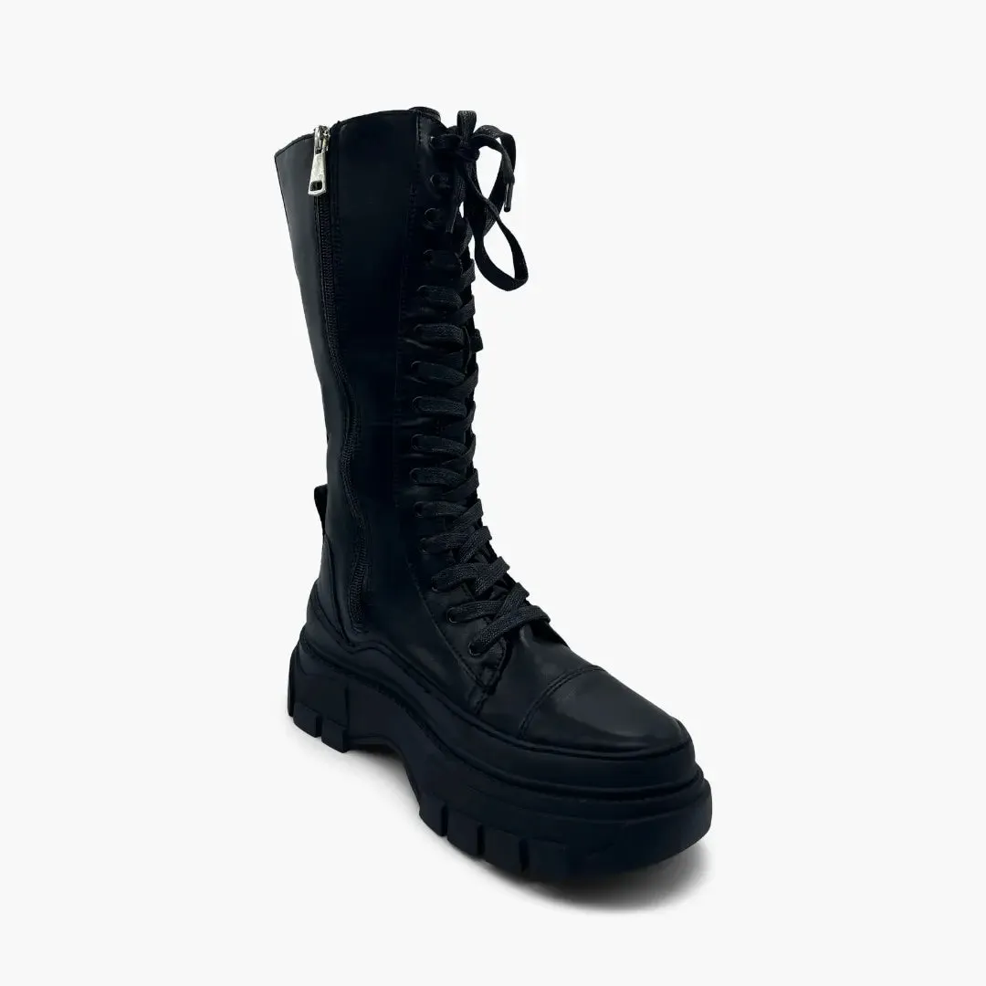 DALIA  BOTAS ALTAS CON CORDONES Y PLATAFORMA
