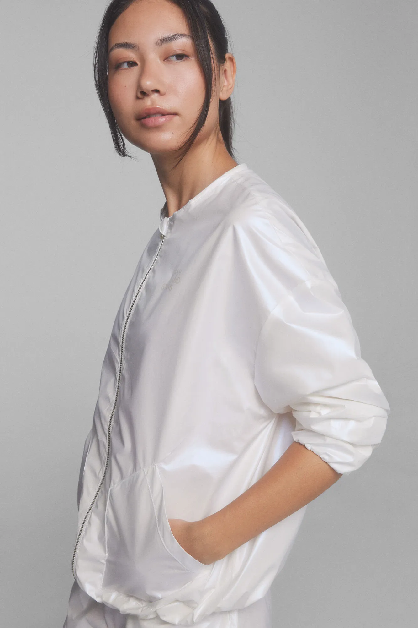 Dash and Stars Chaqueta bomber blanco perlado