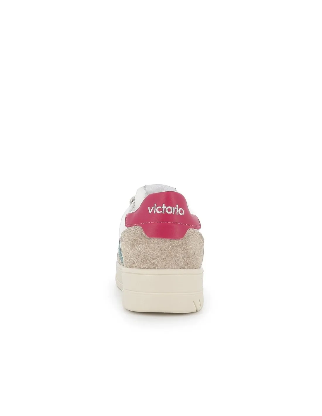 Deportiva urbana blanca cordones detalle contraste fucsia VICTORIA