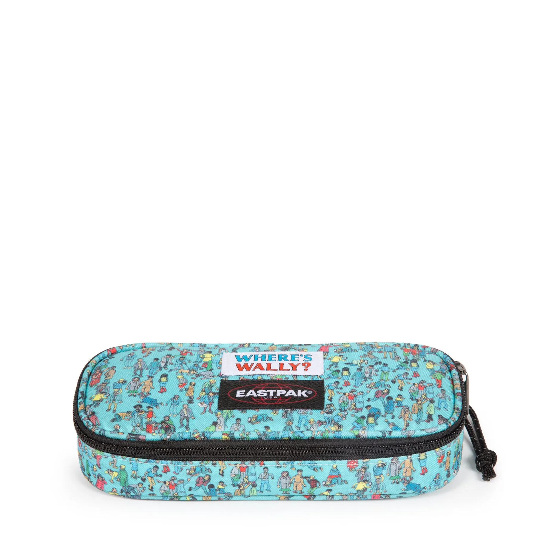 Estuche escolar Eastpak: PLUMIER OVAL SINGLE EK7172E3 WALLY PATTERN BLUE ¿Dónde está Wally? Azul
