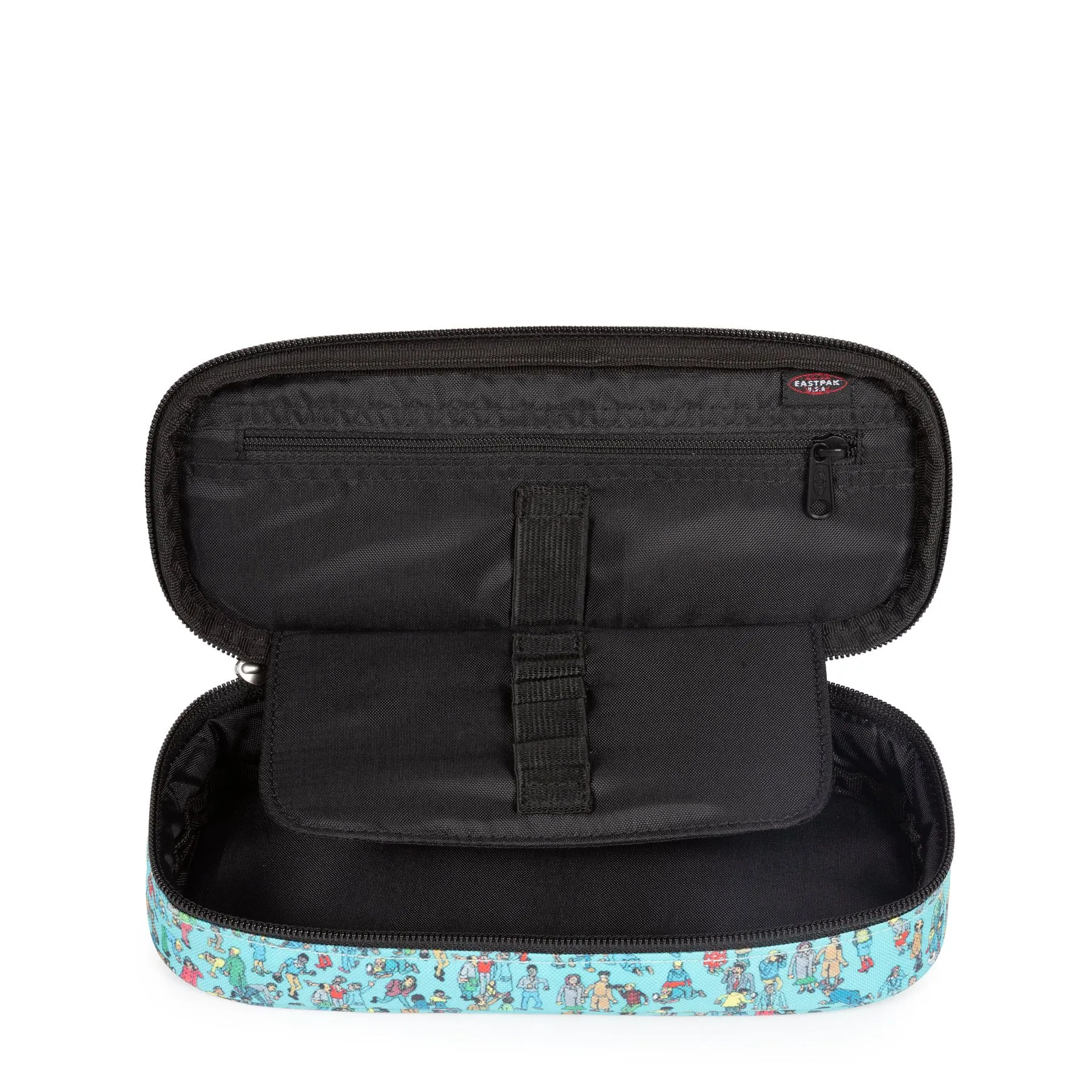 Estuche escolar Eastpak: PLUMIER OVAL SINGLE EK7172E3 WALLY PATTERN BLUE ¿Dónde está Wally? Azul