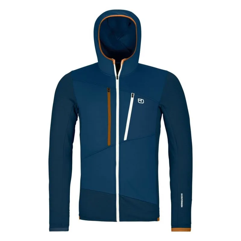 Forro polar para hombre Ortovox FLEECE GRID HOODY M (deep ocean)