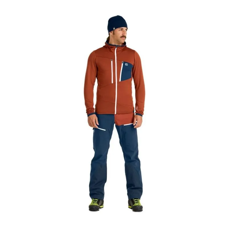 Forro polar para hombre Ortovox FLEECE GRID HOODY M (deep ocean)