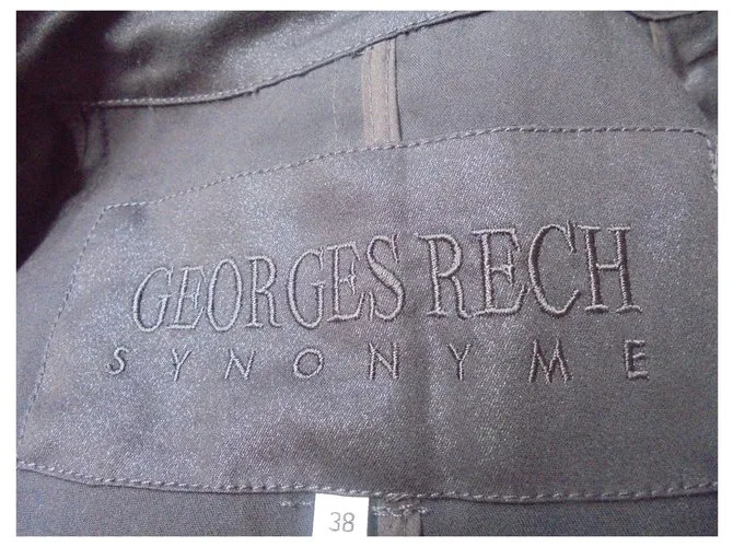 Georges Rech TRENCHA HERMOSA BOTONES DE HIELO MARRÓN LARGO PRENSA BORDADA Marrón oscuro 