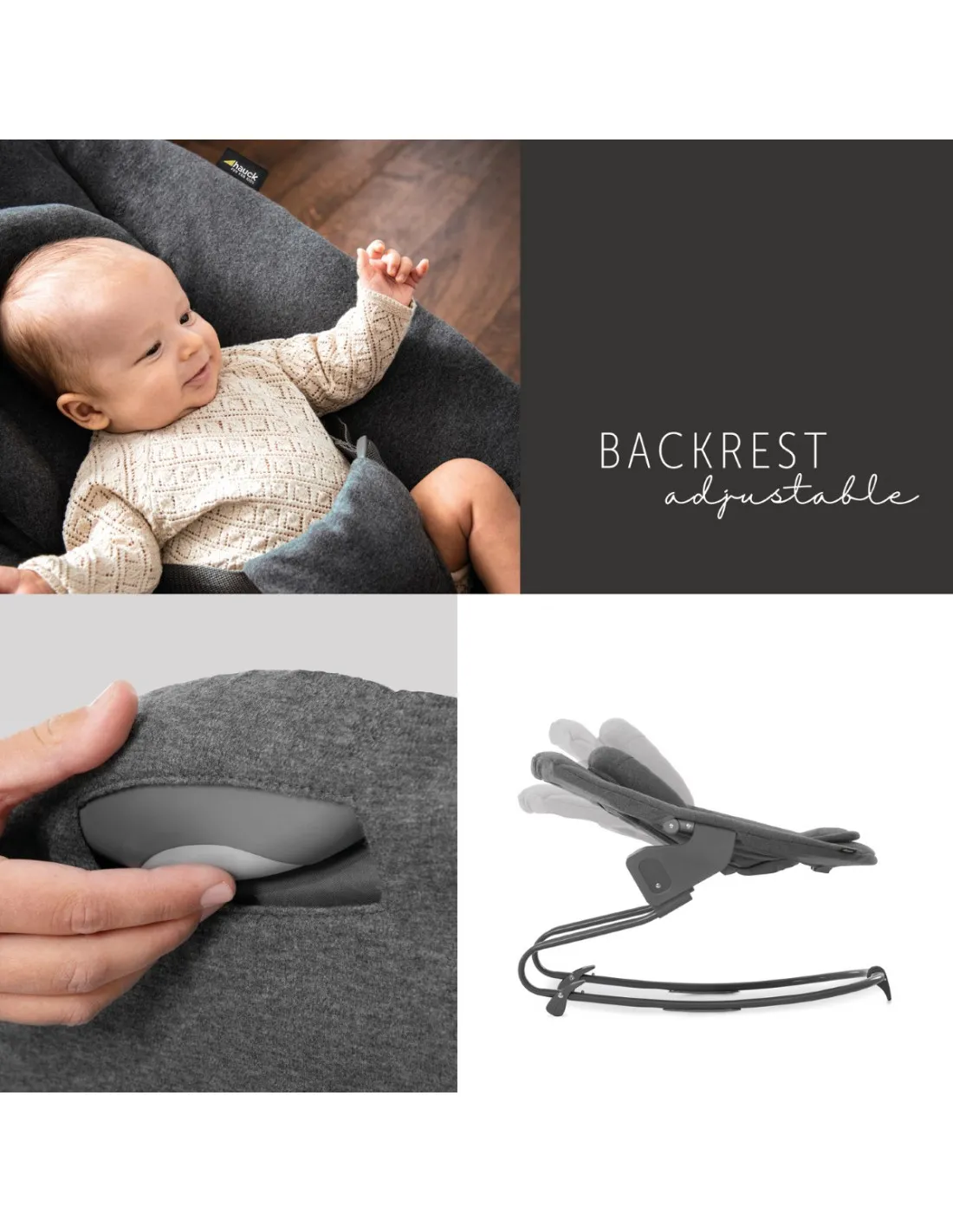 Hamaca bebé Hauck alpha bouncer premium jersey charcoal