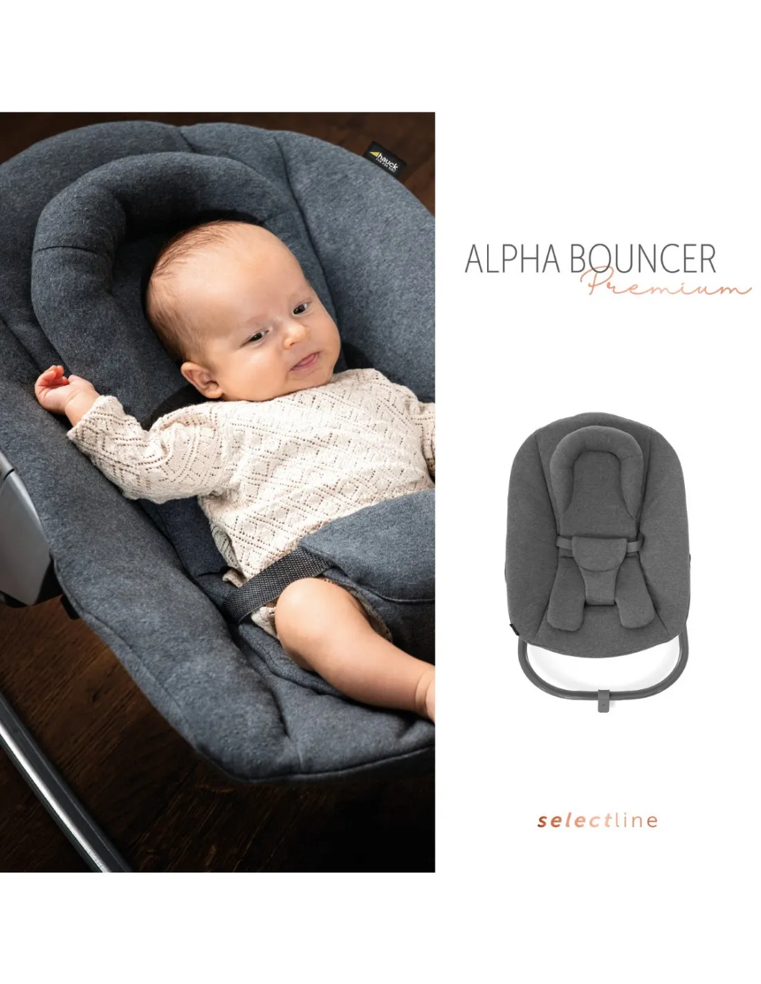 Hamaca bebé Hauck alpha bouncer premium jersey charcoal