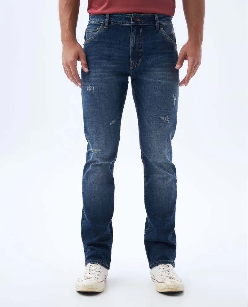Jean Slim and Straight fit con desgastes para hombre