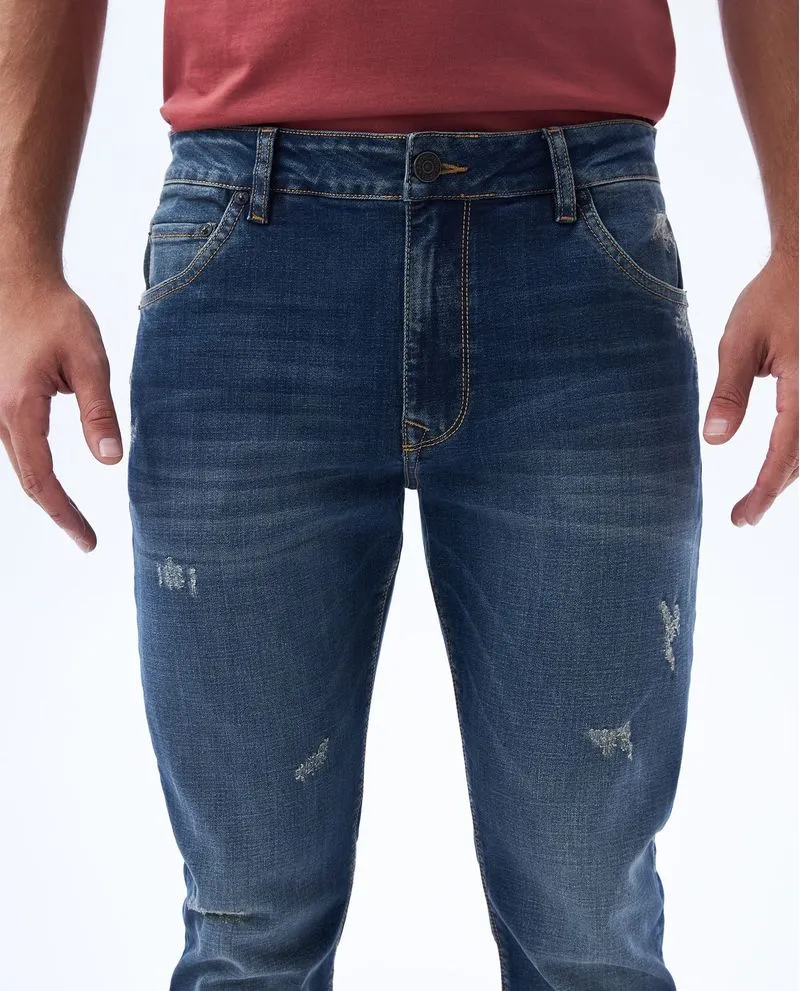 Jean Slim and Straight fit con desgastes para hombre
